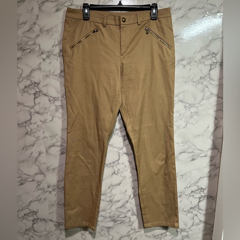 Lauren Ralph Lauren Pants women size 8 Dark Khaki Zipper Pockets